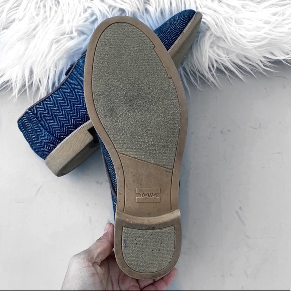 Toms Oxfords Blue Stripped Flats - Picture 4 of 5